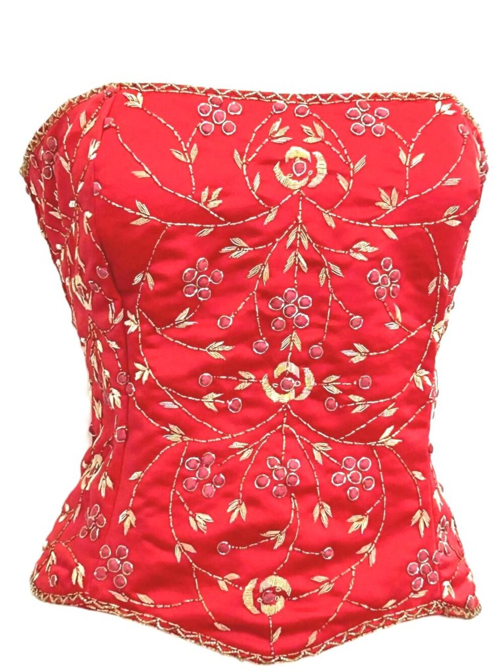JASDEE Vintage Bustier Corset HandWork GottaThread & Beaded On Satin style F3127 - Picture 1 of 1